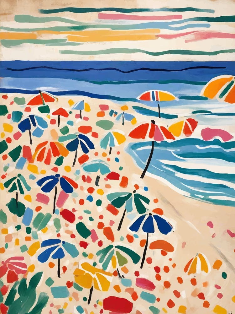 Umbrellas On The Beach Colorful Matisse