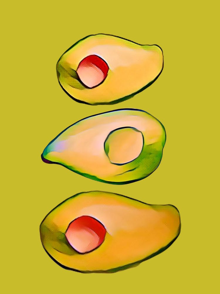 Avocados On Green Background