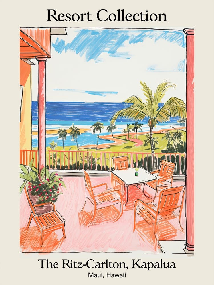 Poster Of The Ritz Carlton, Kapalua   Maui, Hawaii   Resort Collection Storybook Illustration 4