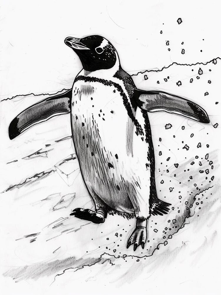 Emperor Penguin Sliding On Ice 3