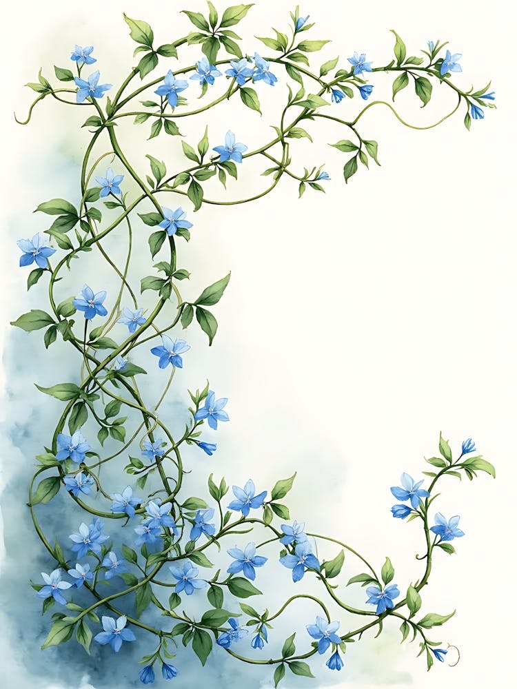Whimsical Blue Wildflower Silhouette