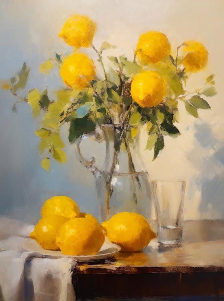 Vintage French Still Life Painting, Rustic Lemon Still Life Print, Neutral Country Kitchen Art, Autumn Farmhouse Wall Decor, Printable Art