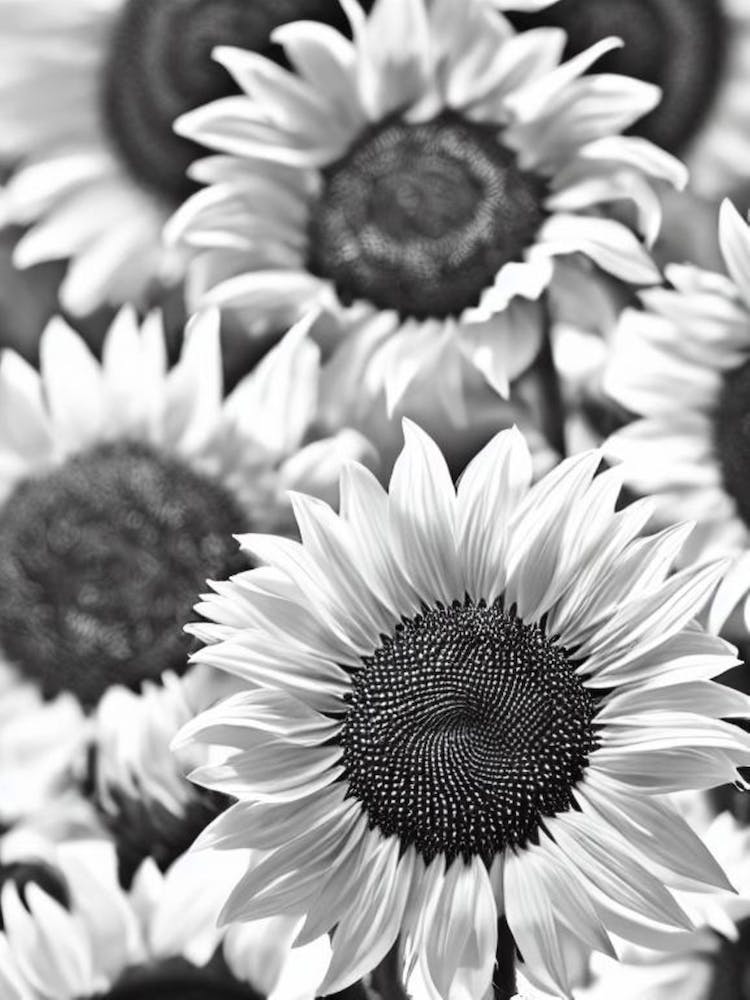 Sunflower B&W Pencil 1 Flower