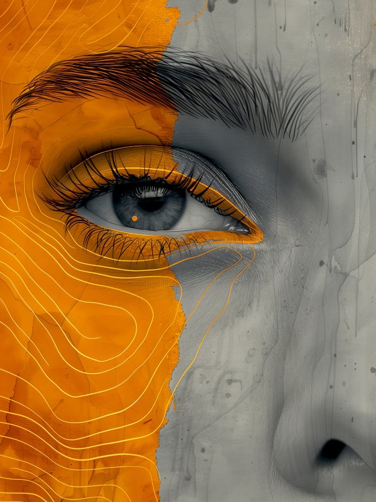 Abstract Of A Woman'S Face Extraordinary femininity woven with threads of gold