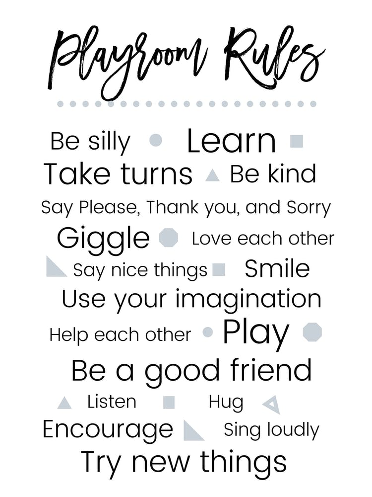 Gray Playroom Rules