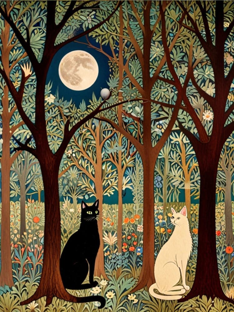 Cats In The Forest William Morris