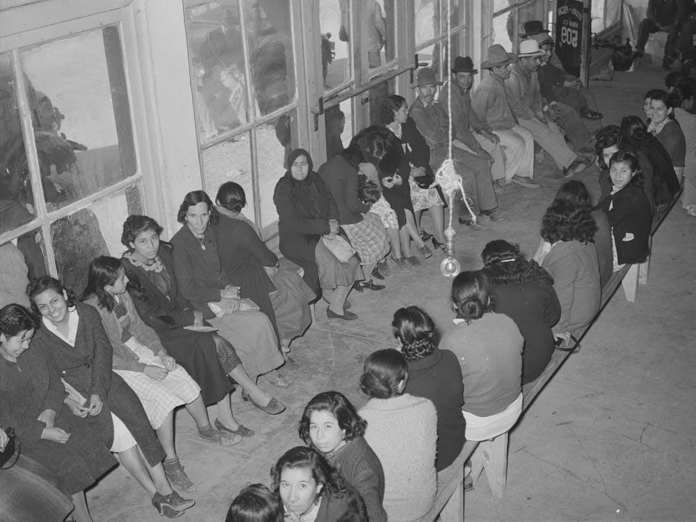 Mexican Pecan Workers Waiting In Union Hall For Assignment To Work, San Antonio, Texas By Russell Lee