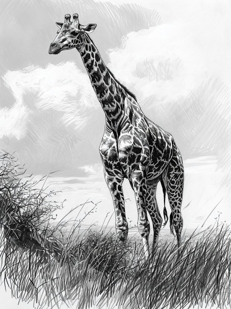 Lone Giraffe In The Wild 3