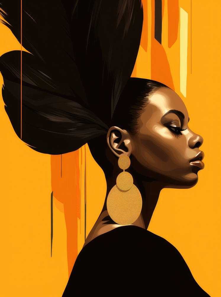 Femme Noire Aux Cheveux Volumineux
