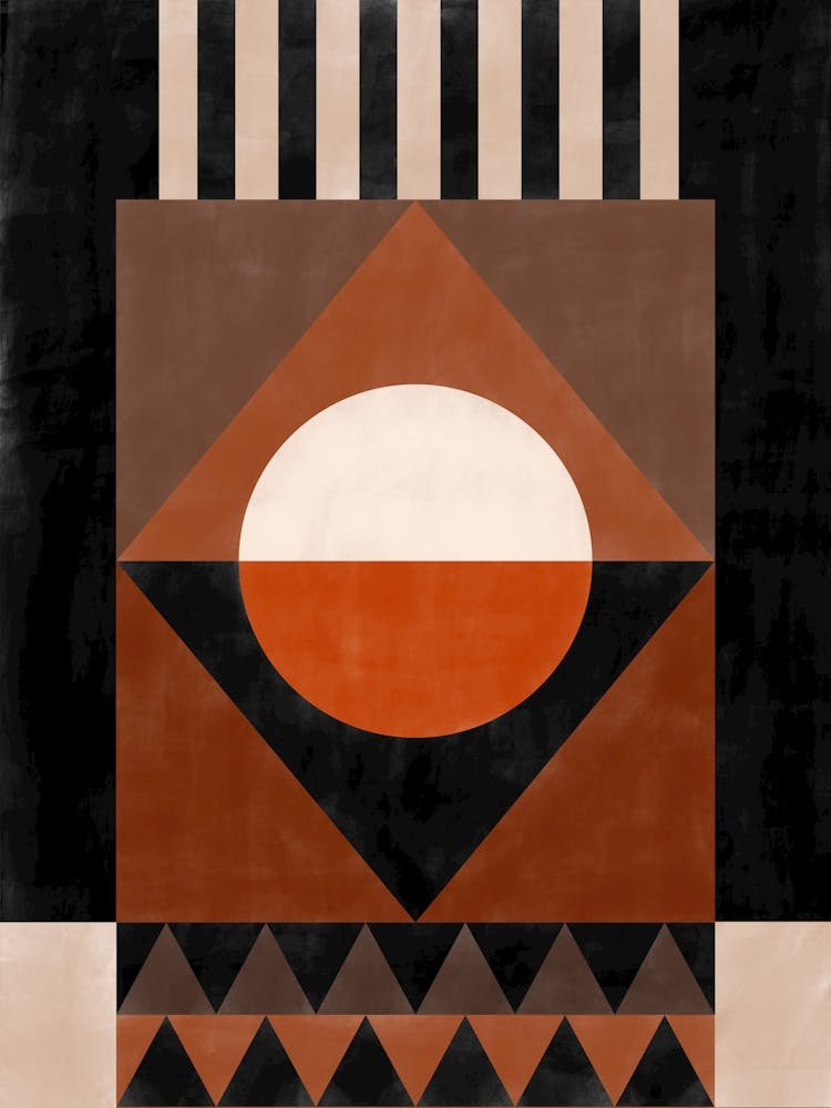 Antique Inspired Geometric Terracotta Poster No.2