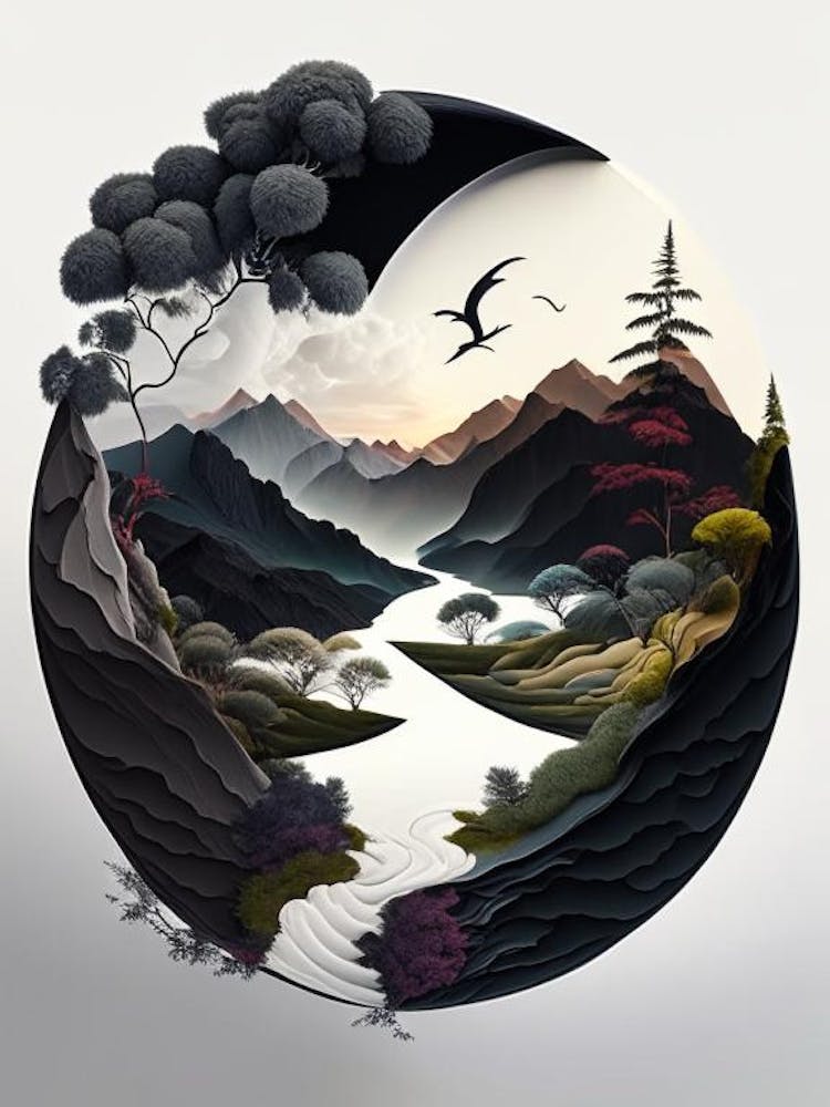 Landscapes 1, Yin and Yang Illustration