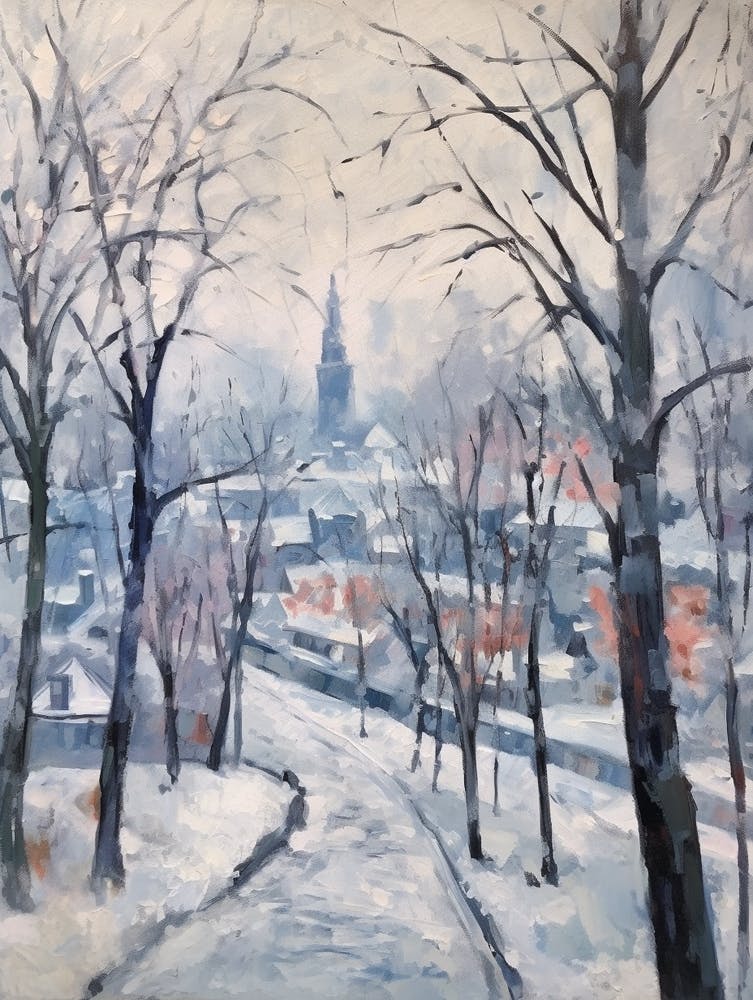 Winter City Park Painting Kalemegdan Park Belgrade Serbia 8
