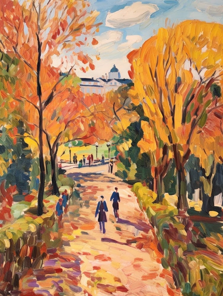 Autumn City Park Painting Villa Borghese Gardens Rome 2