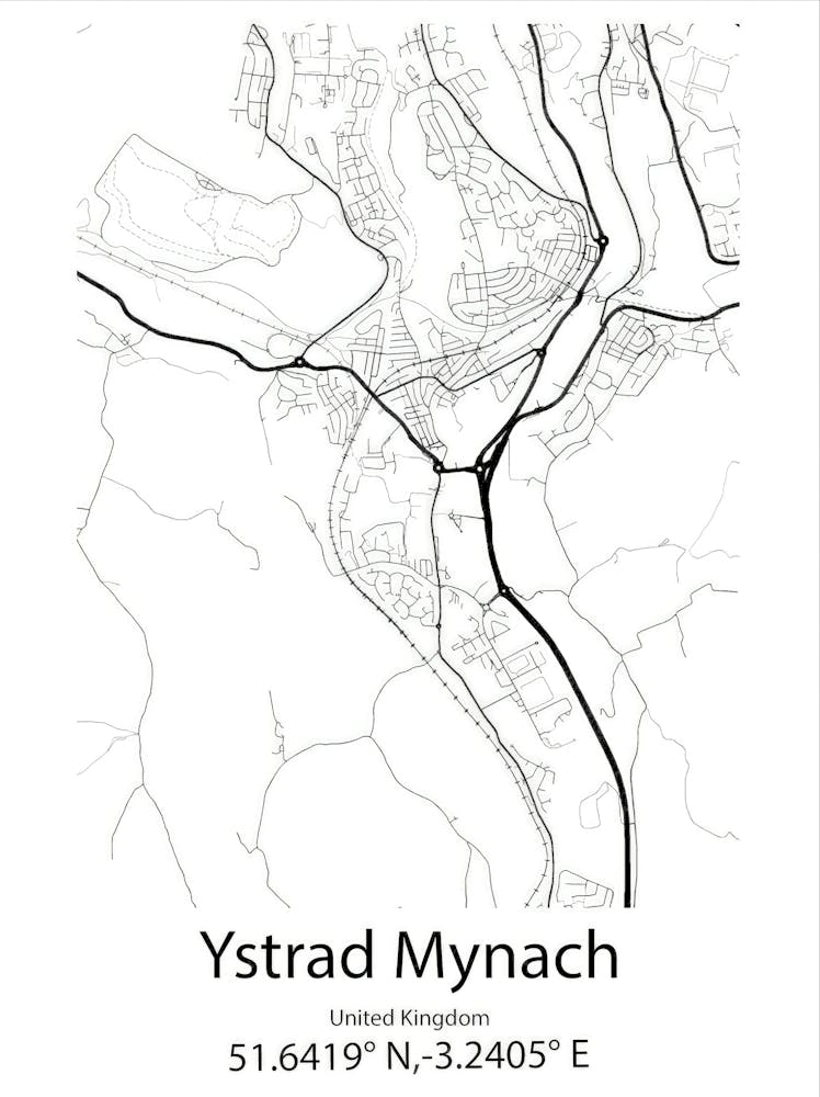 Ystrad Mynach, Vereinigtes Königreich Minimalistische Karte