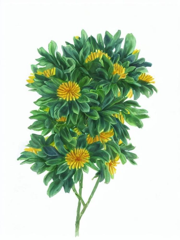 Florist Chrysanthemum (Chrysanthemum Morifolium) Watercolor