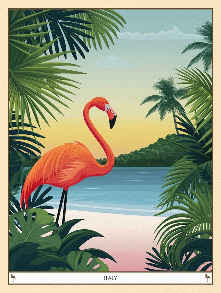 Greater Flamingo Italy Tropical Illustration 1 Poster