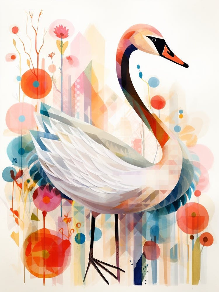Bird Painting Collage Swan 3