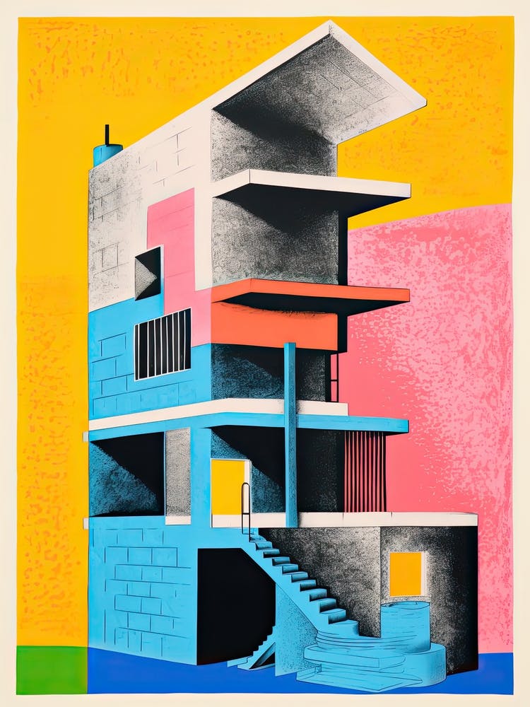 A House In Dubai, Abstract Risograph Style 3