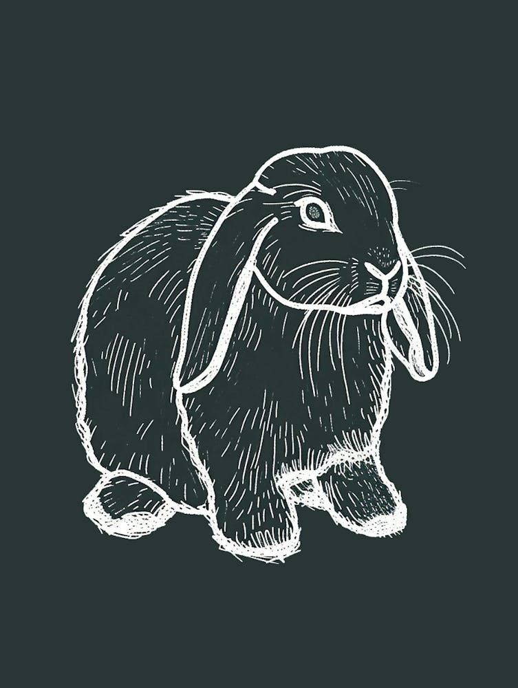 Mini Lop Rabbit Minimalist Illustration 3
