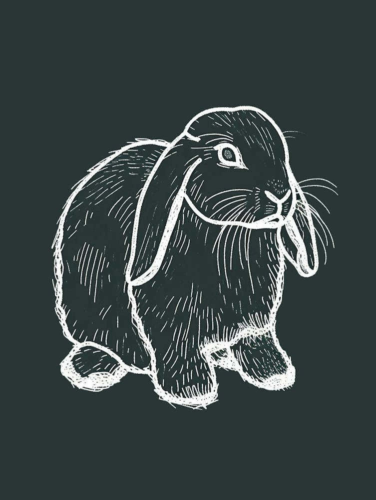 Mini Lop Rabbit Minimalist Illustration 3