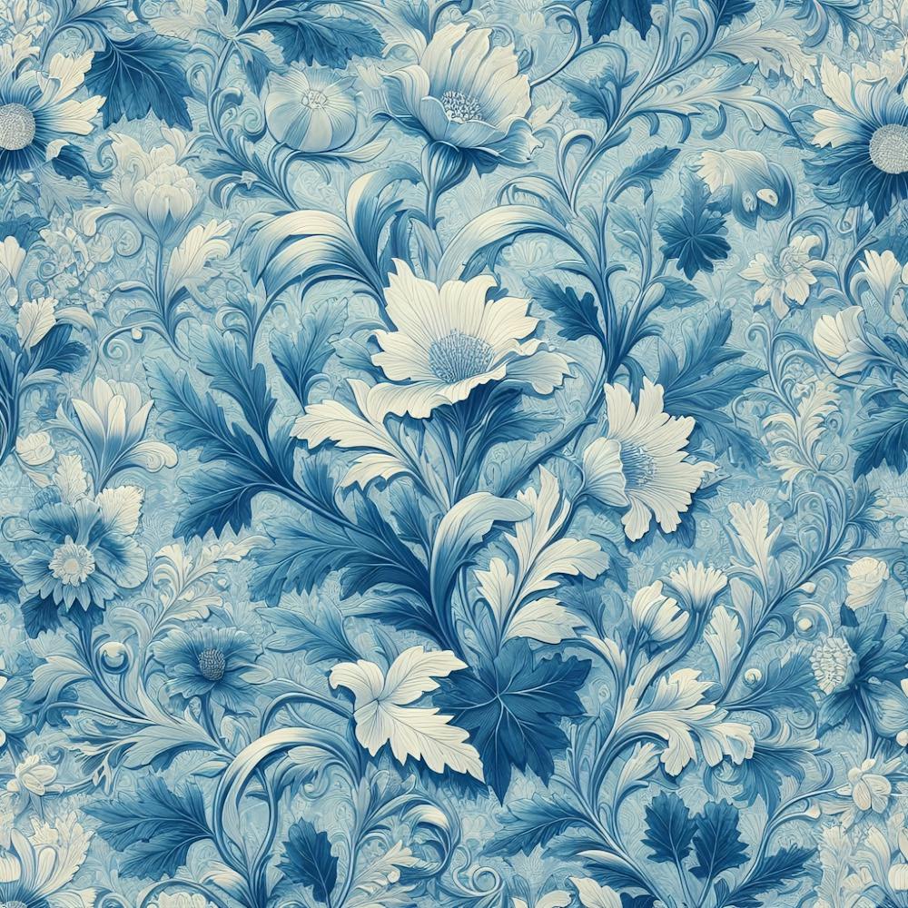Floral Pattern In Blue And White 1