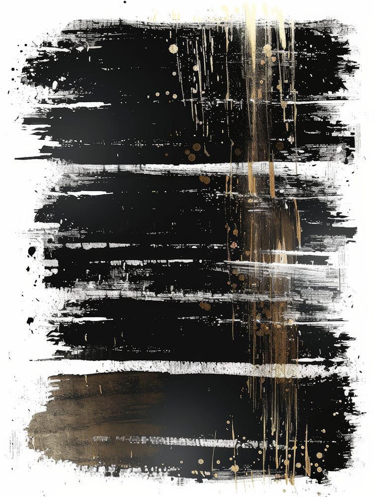 Abstract Black And Gold Painting 12