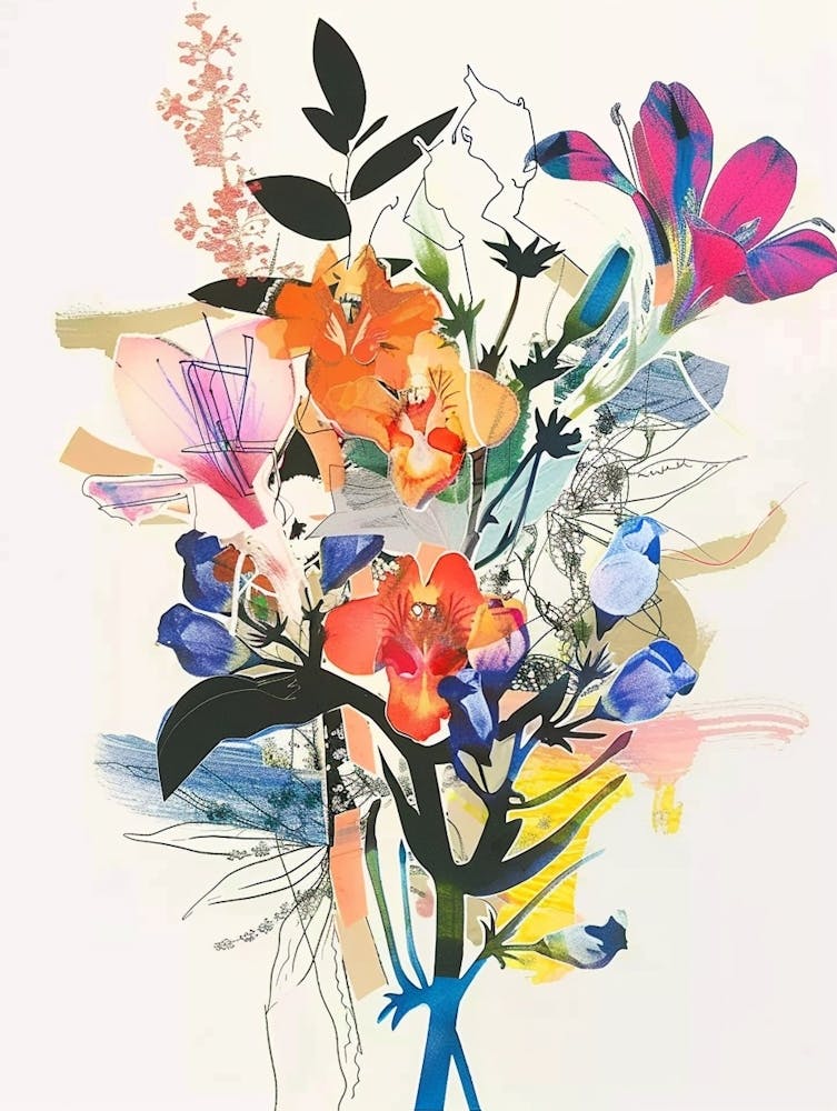 Lobelia 2 Collage Flower Bouquet