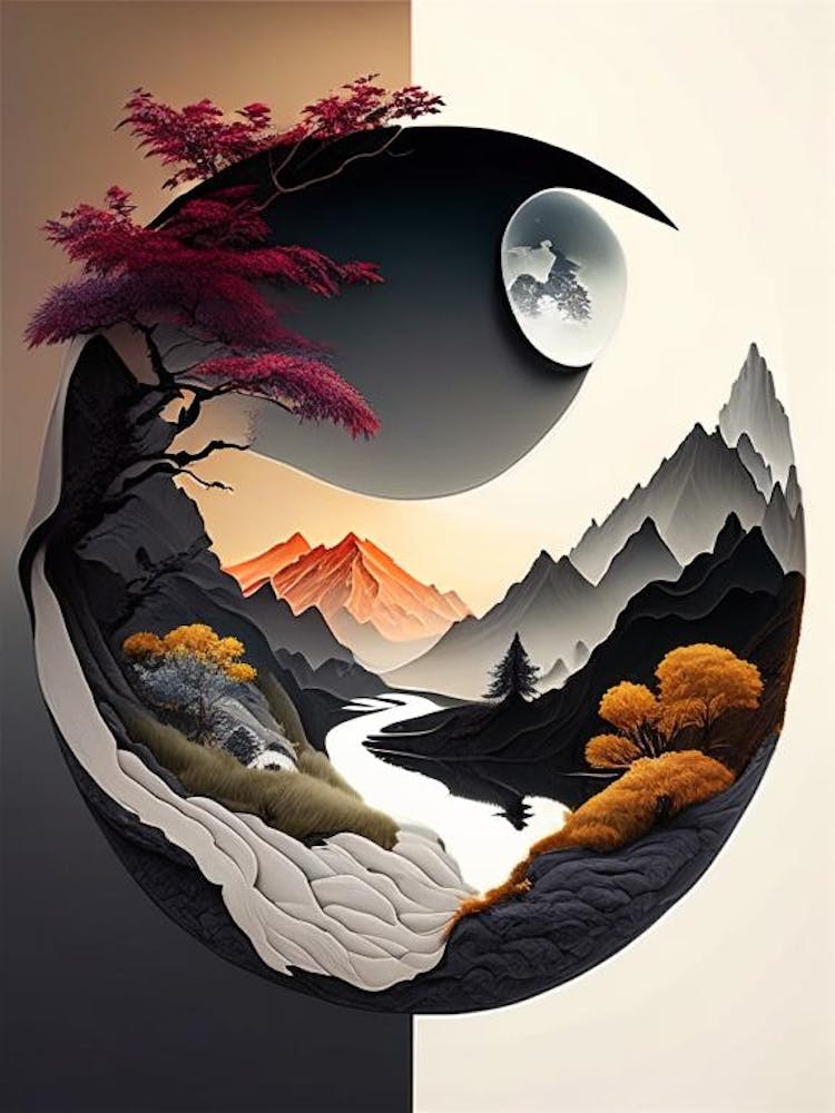 Landscapes 7, Yin and Yang Illustration