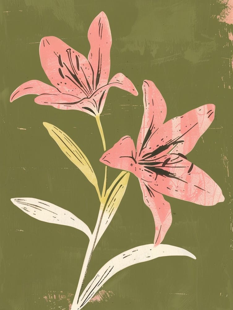 Pink & Green Lily 2