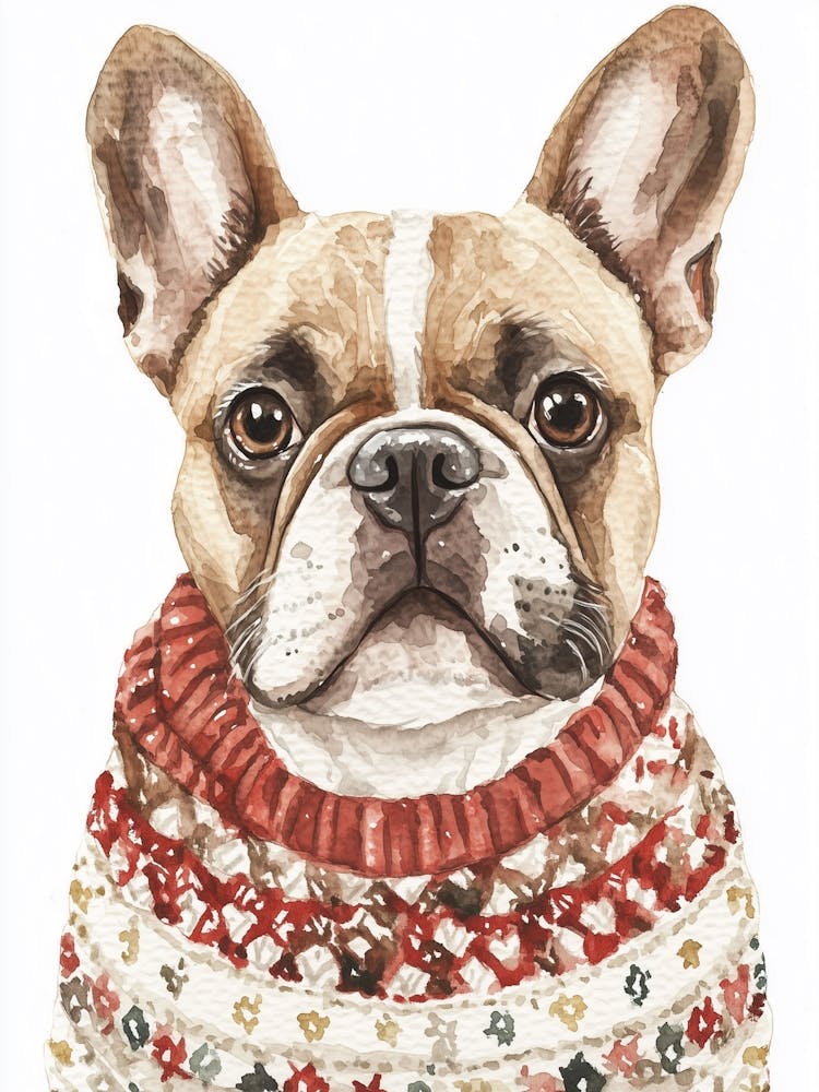 French Bulldog In Christmas Jumper Neutral