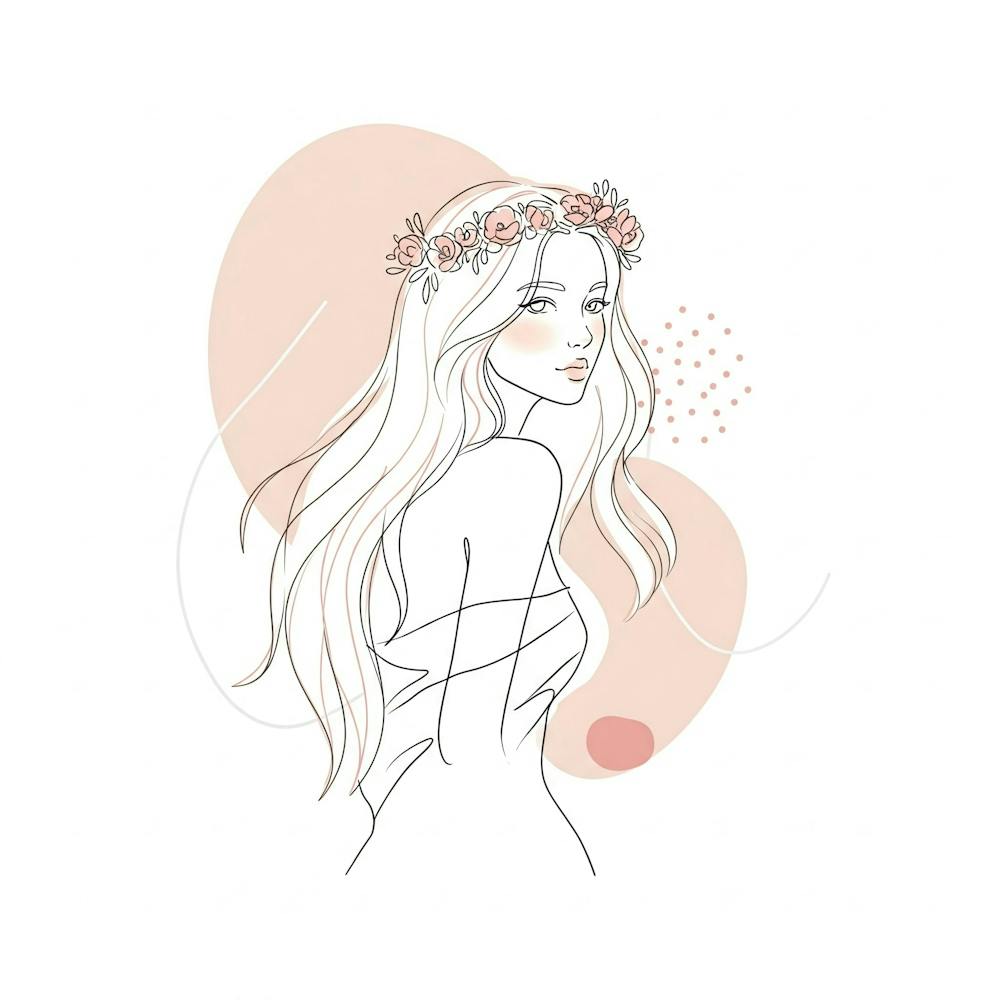 Illustration Of A Girl With Flowers