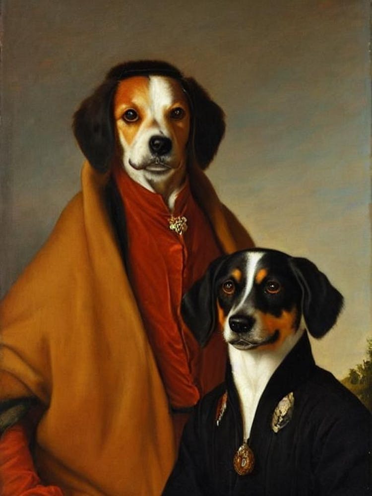 Australian Cattle Dog 2 Renaissance Portrait Oil Painting