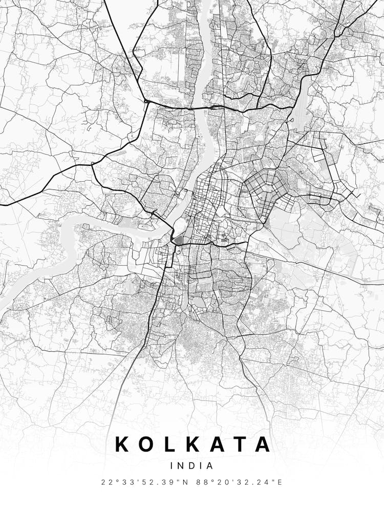 Kolkata India White Map