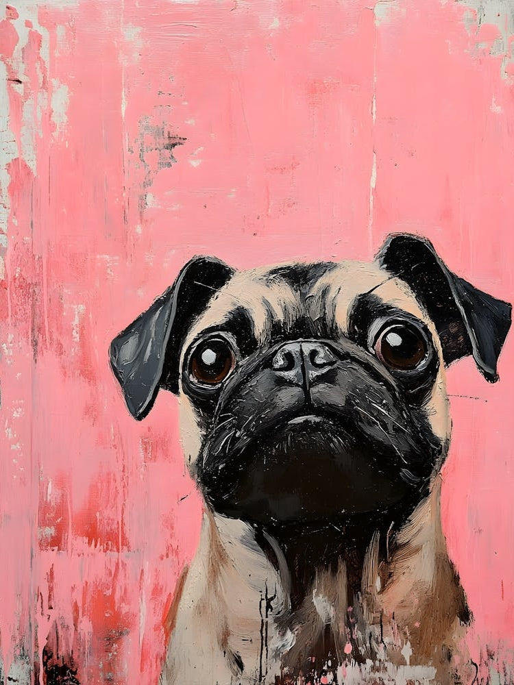 Minimal Pug With Pink Background 2