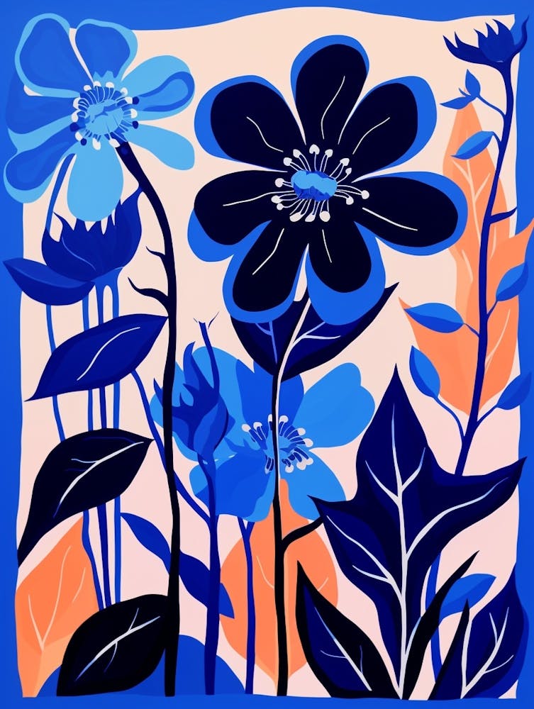 Blue Flower Illustration Gloriosa Lily 1