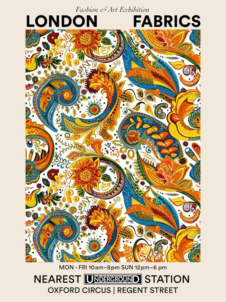 Poster Flores Vista London Fabrics Floral Pattern 1