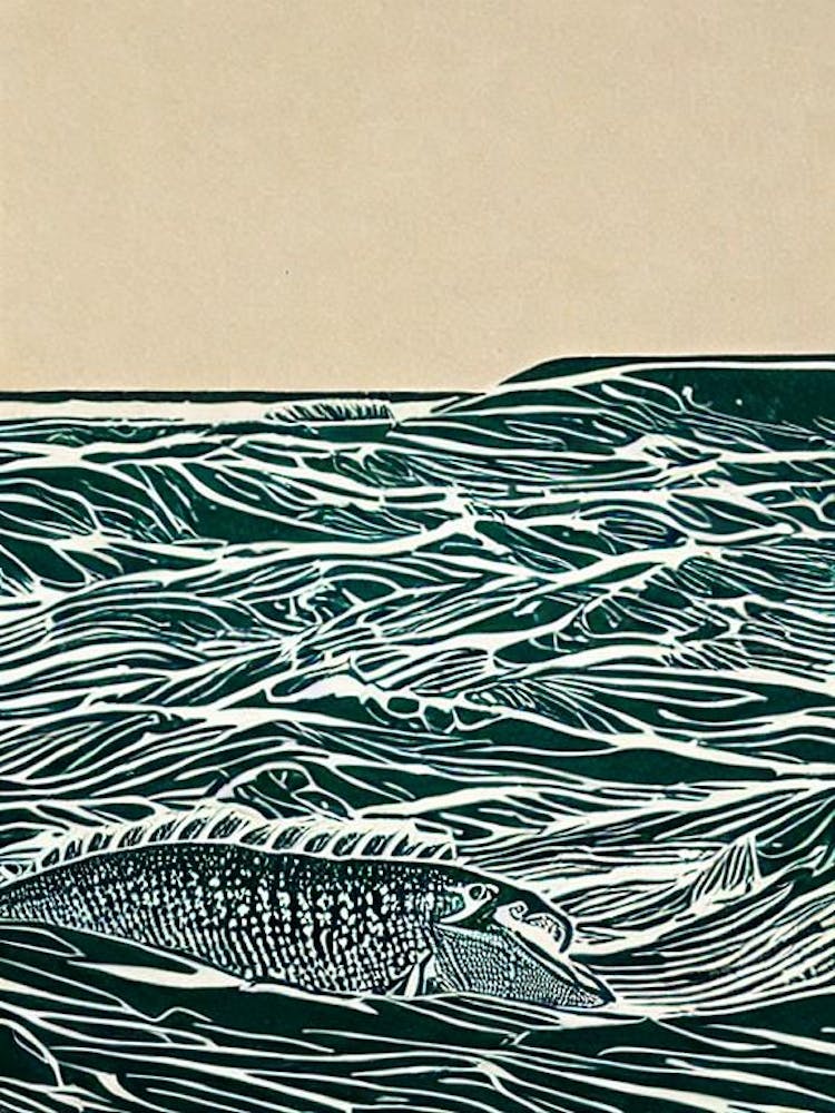 Ichthyosaur II Linolschnitt