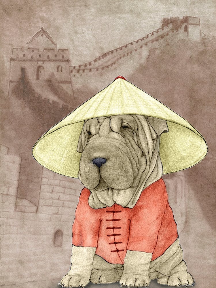 Shar Pei With The Great Wall