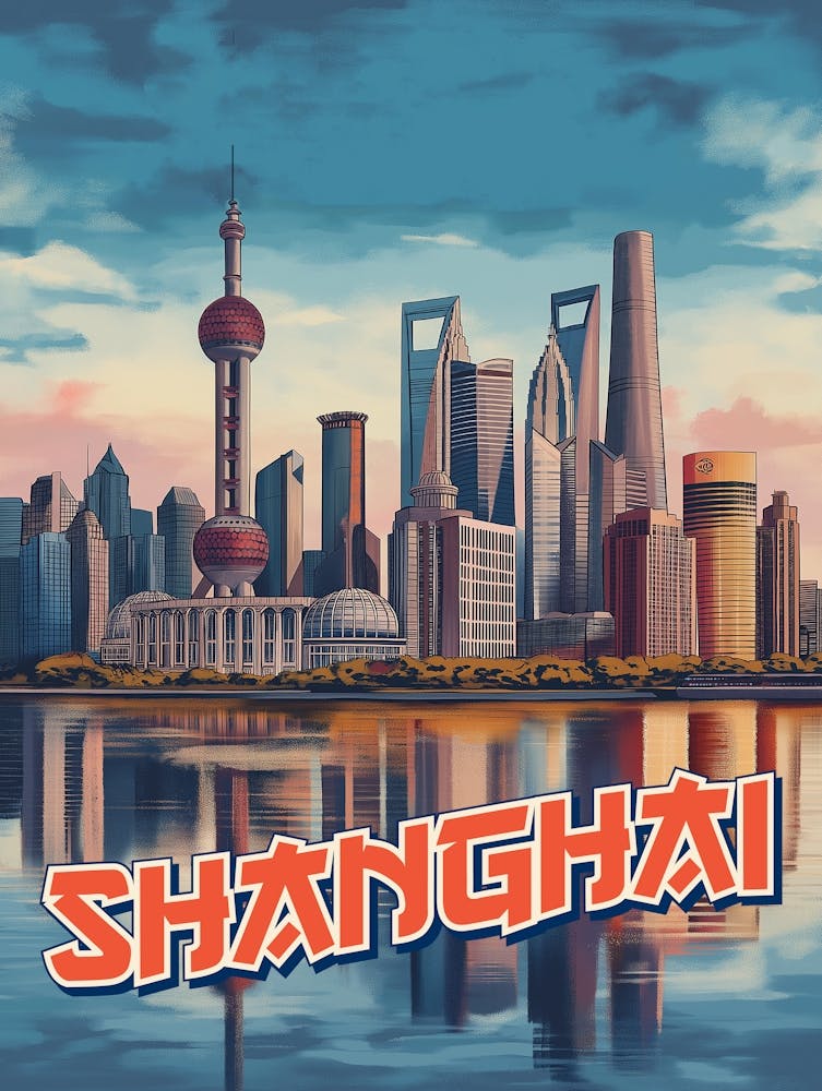Shanghai Skyline Poster: Vibrant Cityscape