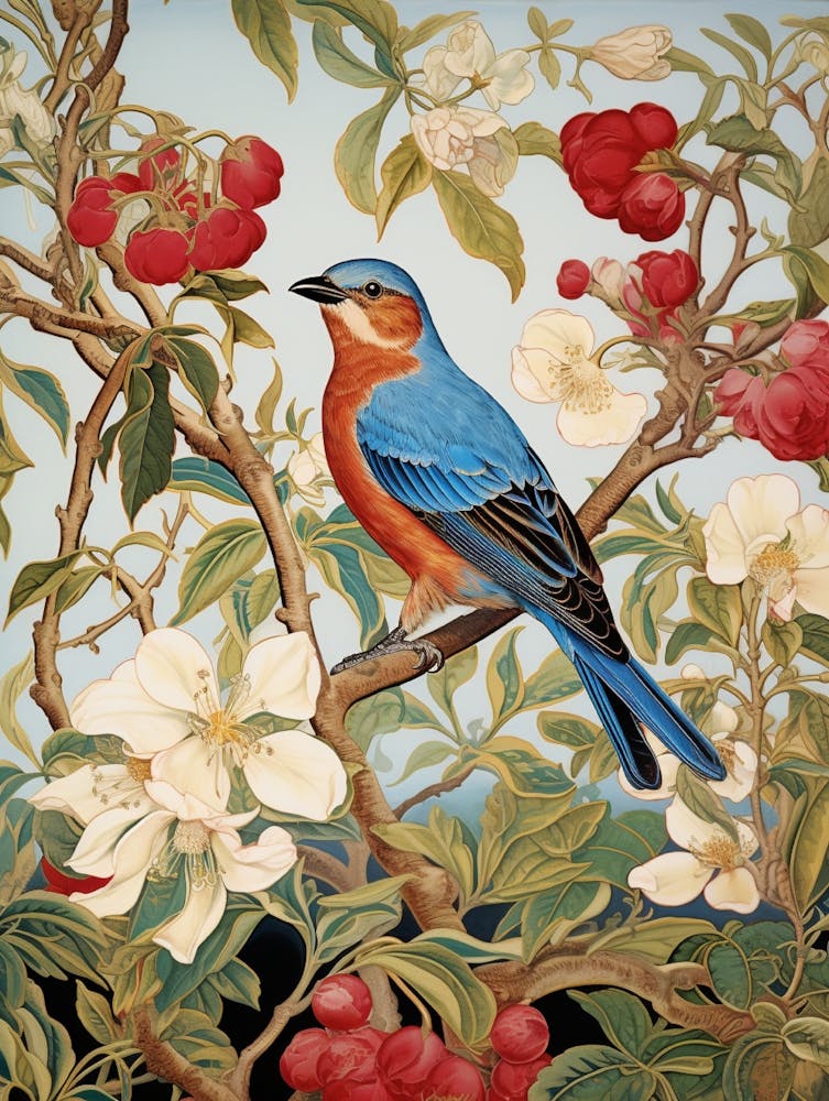 Bluebird In A Cherry Tree