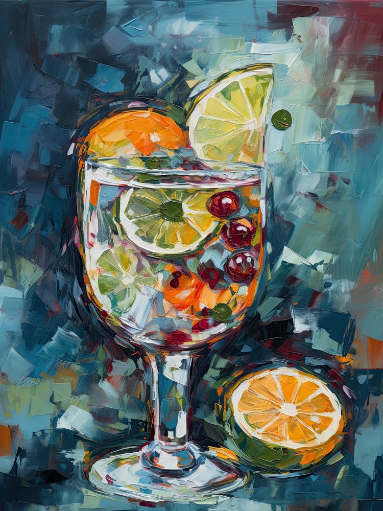 Gin Tonic G&T Cocktail Oil Painting 3