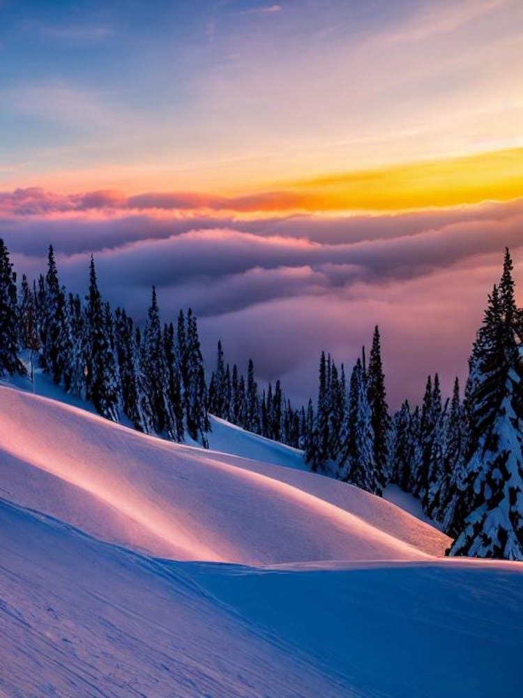 Livigno, Italy Sunrise Skiing Poster