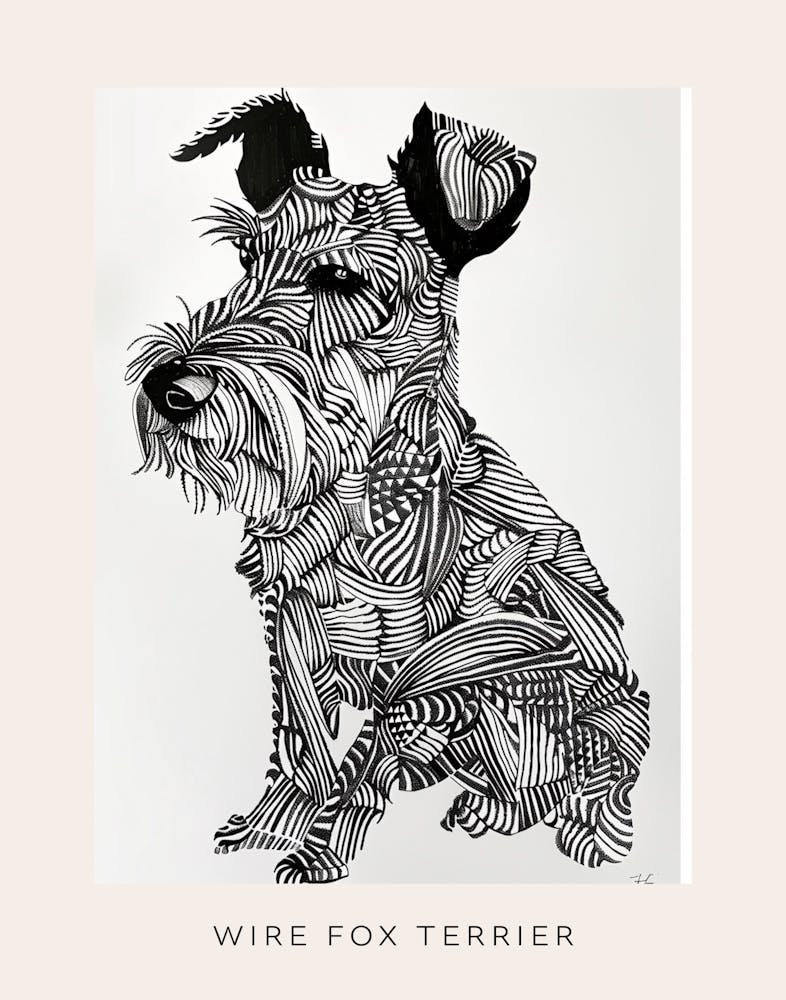 Wire Fox Terrier Line Sketch Poster