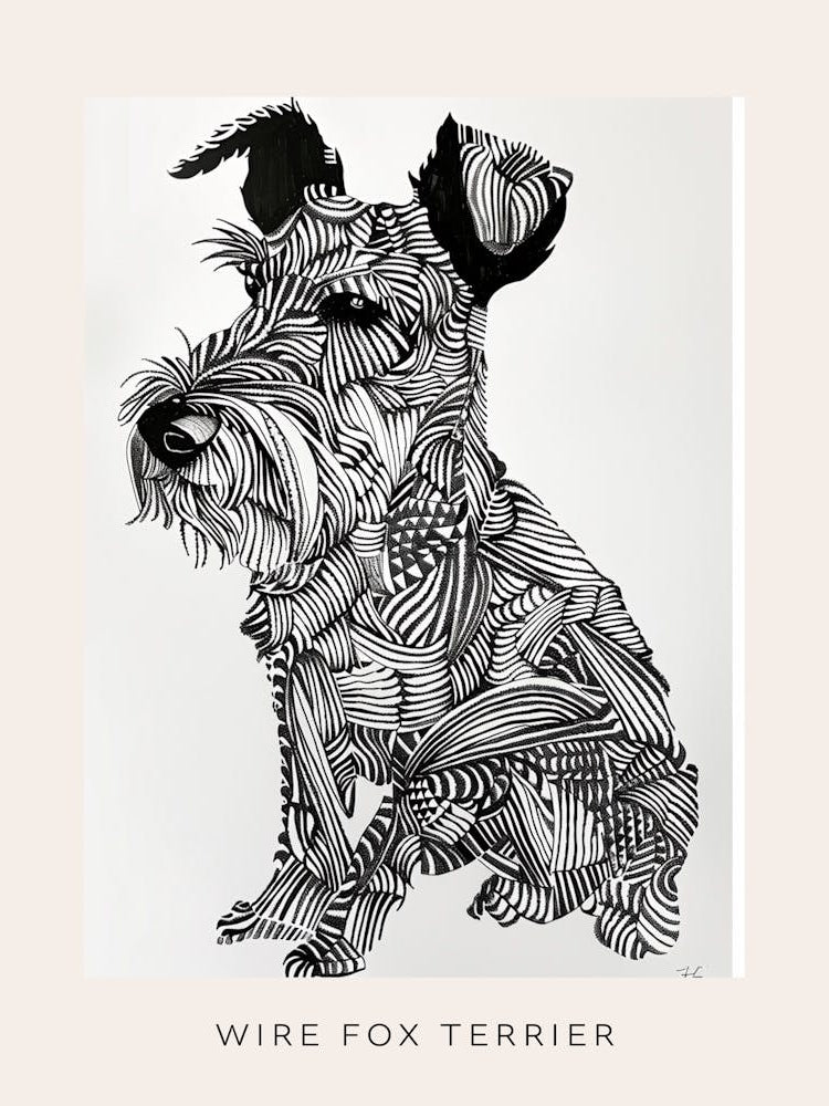 Wire Fox Terrier Line Sketch Poster