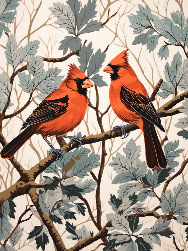 Art Nouveau Birds Poster Northern Cardinal 4