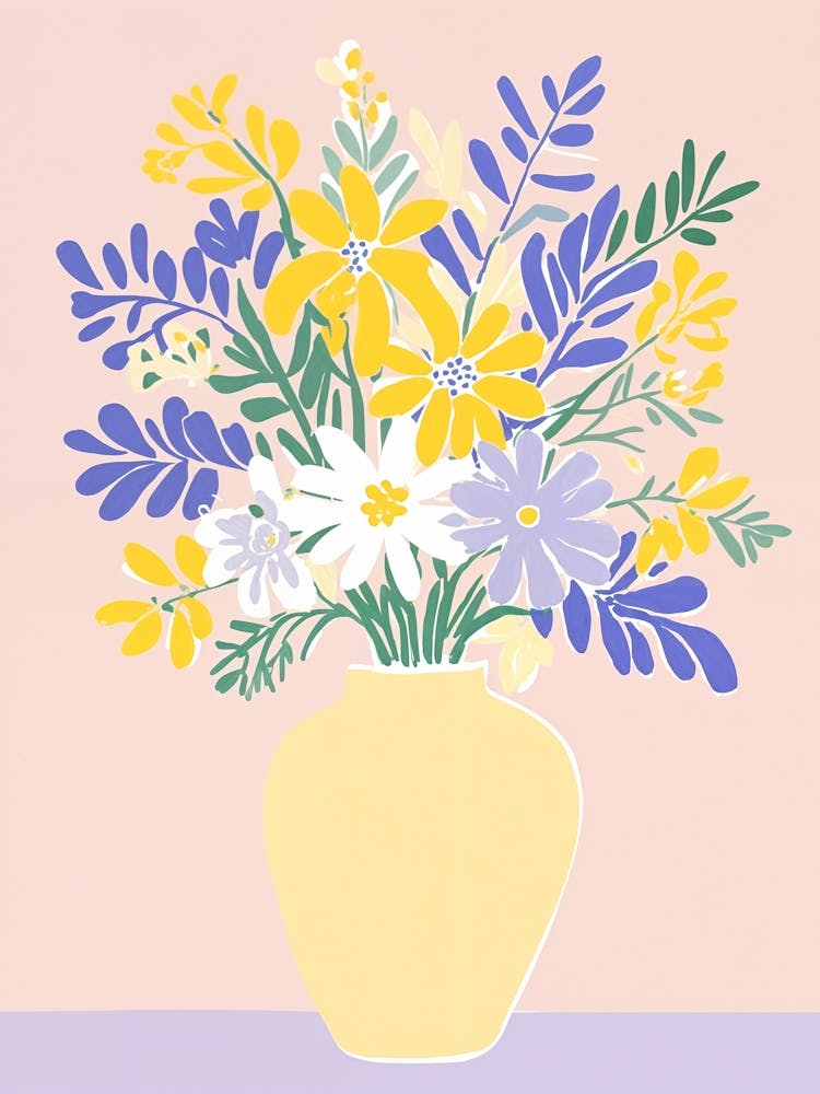 Flowers In A Yellow Vase