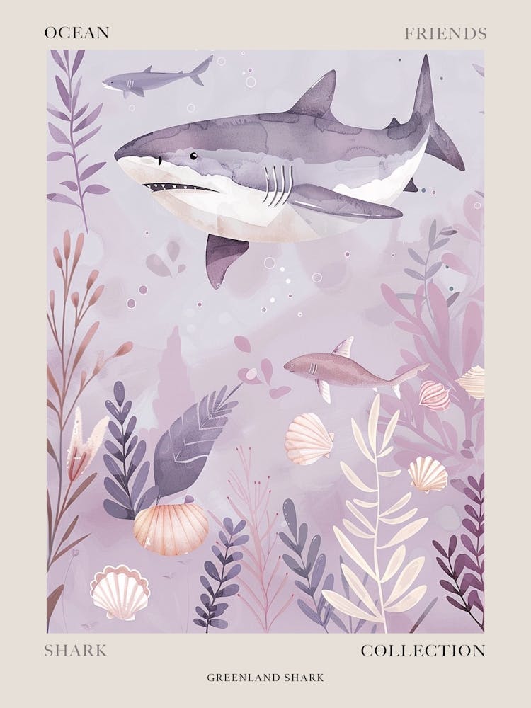 Purple Greenland Shark Illustration 3 Poster