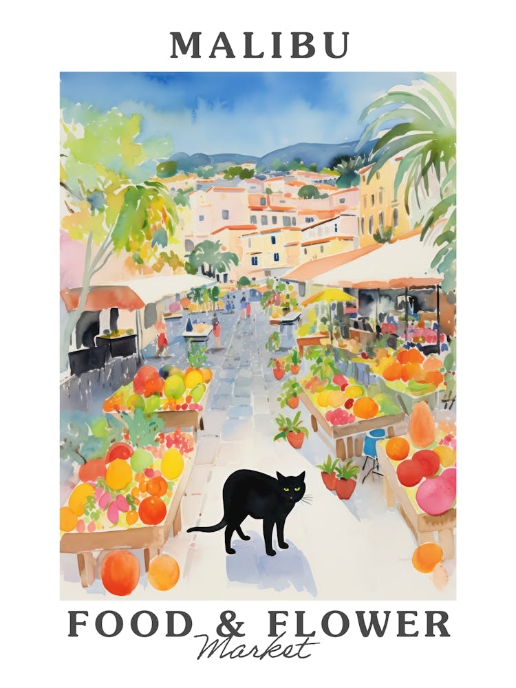 Food Market With Cats In Malibu 2 Poster