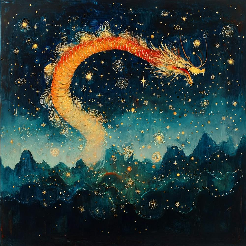 Dragon In The Night Sky Art