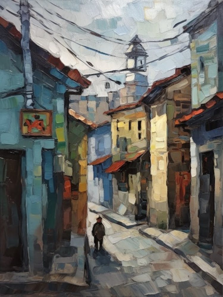Painting Of Seoul South Korea In The Style Of Cezanne 2